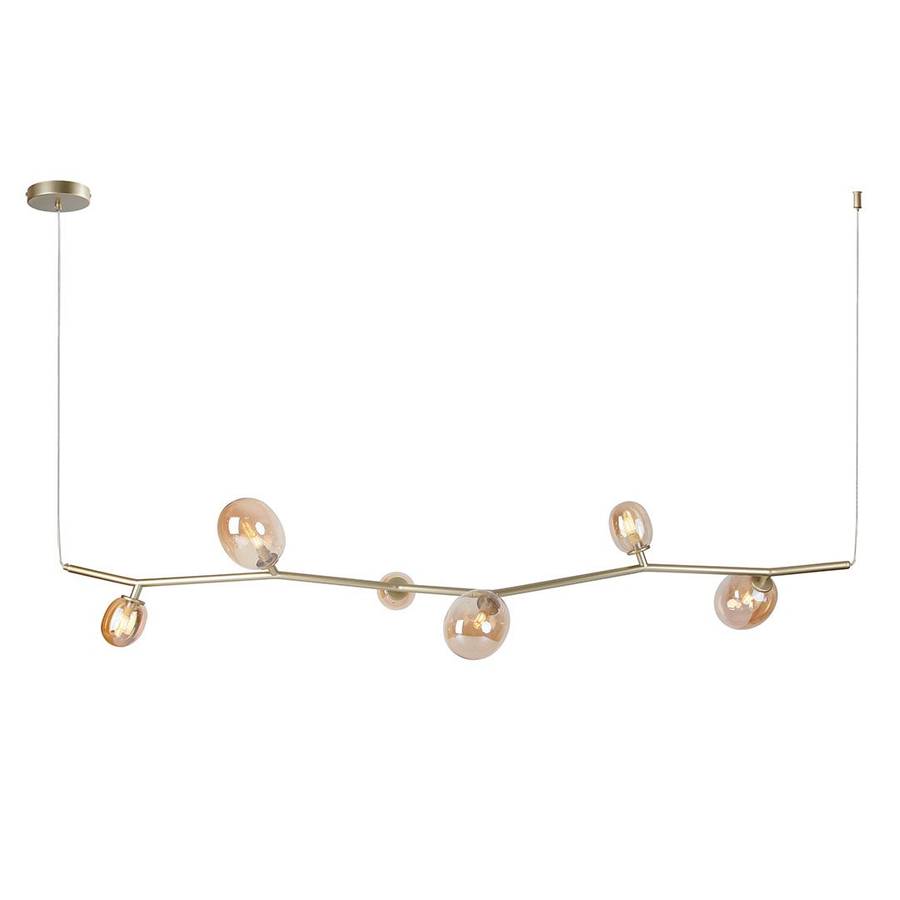 Pendente Olive Horizontal Dourado com Âmbar